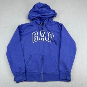 Gap Womens Blue Arch Logo Full Zip Fleece Hoodie Sweatshirt Large